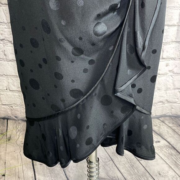 Flora Kung New York Vintage 80s Silk Wrap Dress Black Size 6‎ - Picture 11 of 16